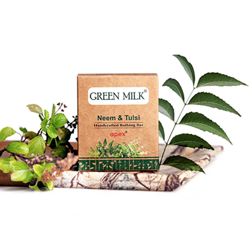 Green Milk Handcrafted Bathing Bar (Neem & Tulsi) Soap (100g)