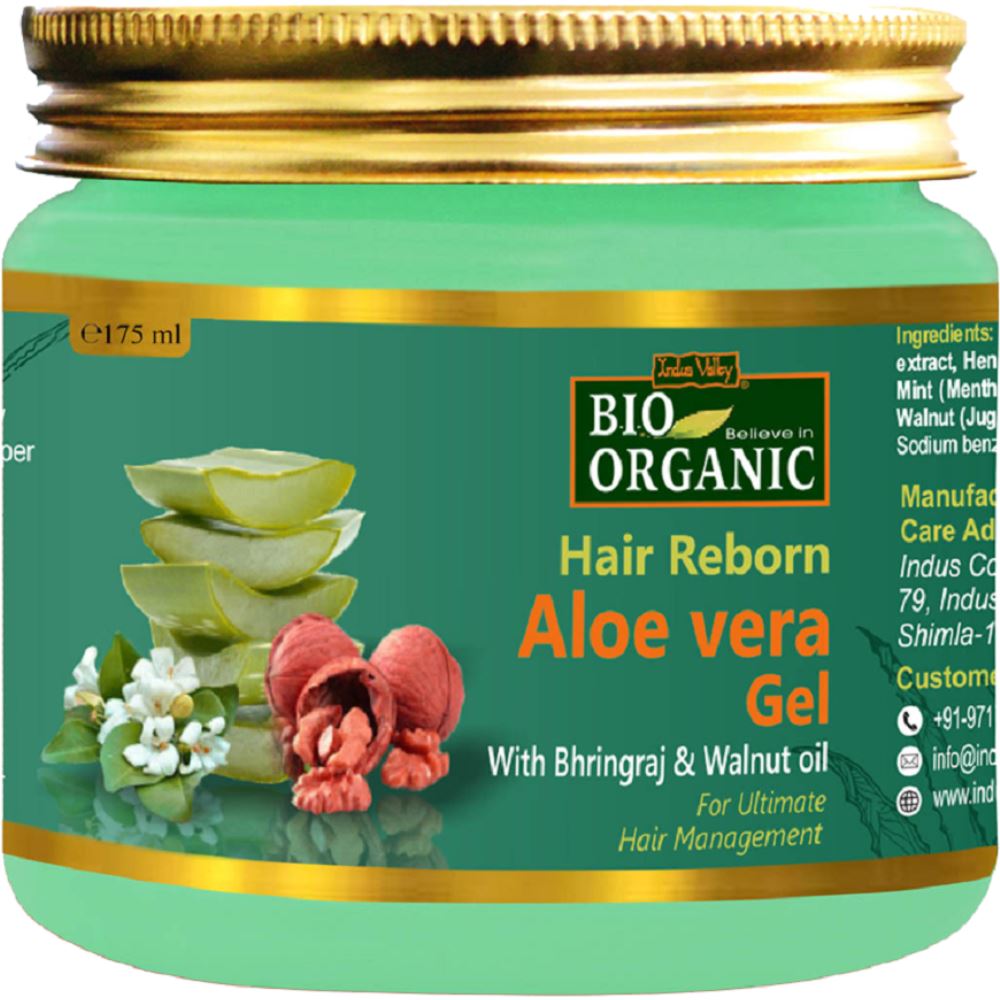 Indus valley Bio Organic Hair Reborn Aloe Vera Gel With Bhringraj & Walnut Oil (175ml)