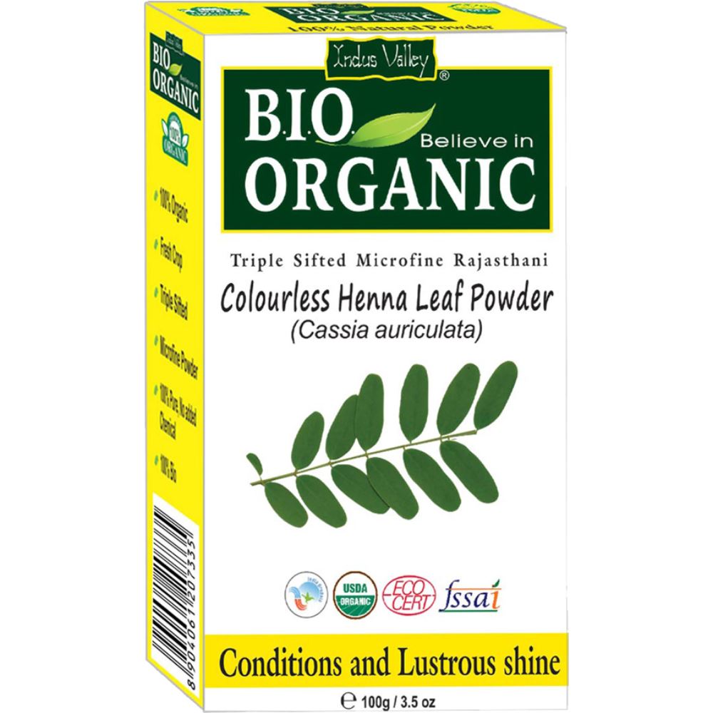 Indus valley Bio Organic Colourless Henna Leaf Powder (100g)