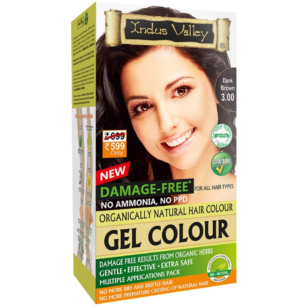 Indus valley Organically Natural Gel Dark Brown 3.00 Permanent Hair Color  (220g)