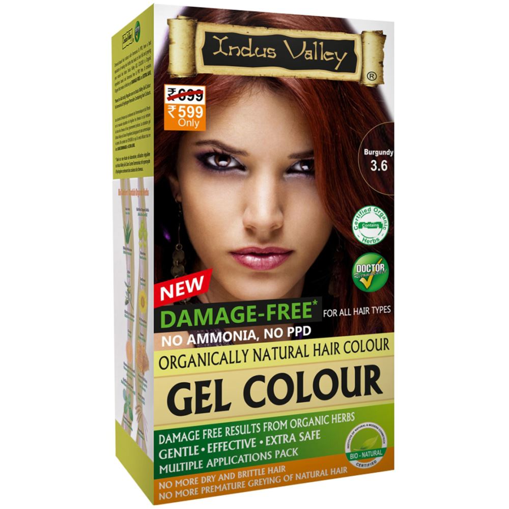 Indus valley Organically Natural Gel Hair Color Burgundy 3.6 (220g)