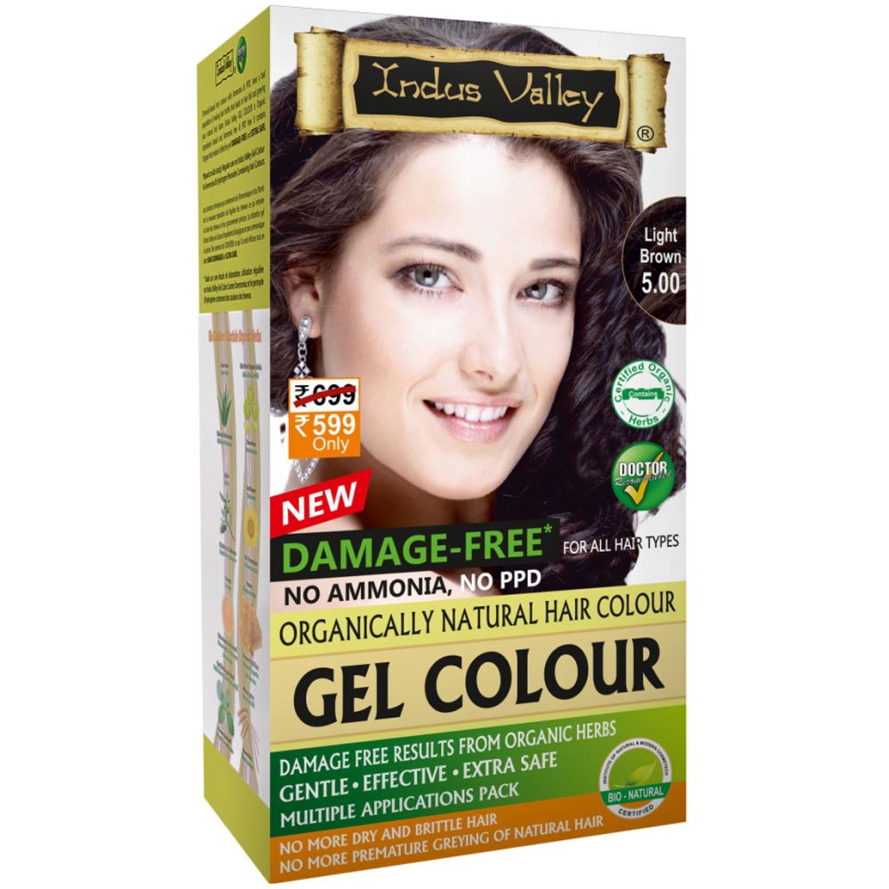 Indus valley Organically Natural Gel Hair Color Light Brown 5.0 (220g)