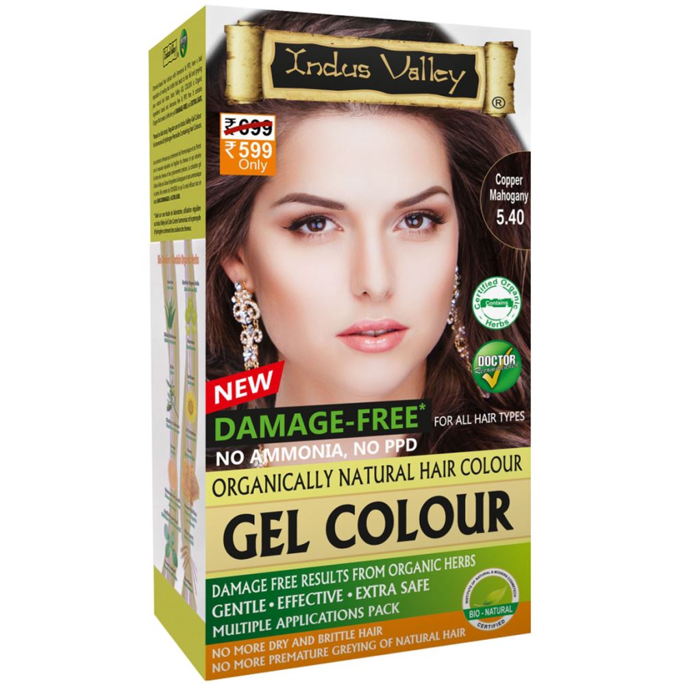 Indus valley Organically Natural Gel Hair Color Copper Mahogany 5.4 (220g)
