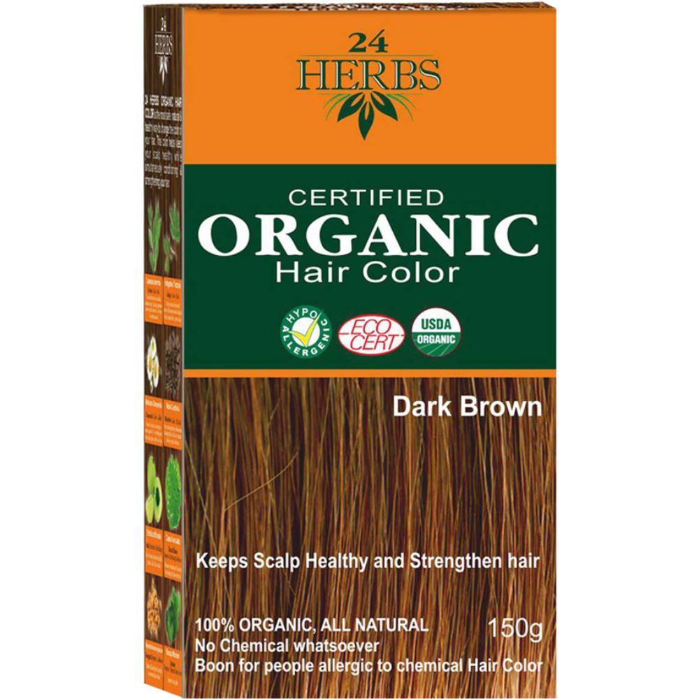 Indus valley 24 Herbs Certified Organic Hair Color - Dark Brown (150g)