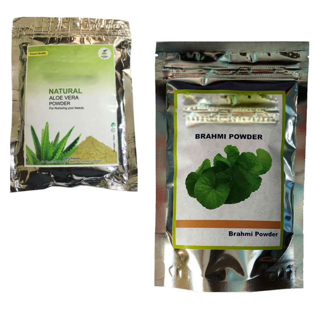 Indirang Aloe Vera Powder(100G) & Brahmi Powder(100G) Combo Pack (1Pack)