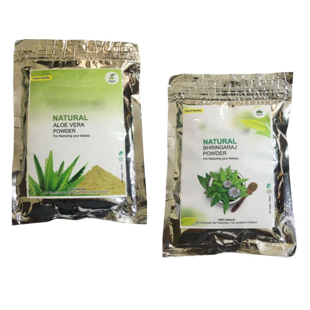 Indirang Aloe Vera Powder(100G) & Bhringraj Powder(100G) Combo Pack (1Pack) Indirang Aloe Vera Powder(100G) & Bhringraj Powder(100G) Combo Pack (1Pack)