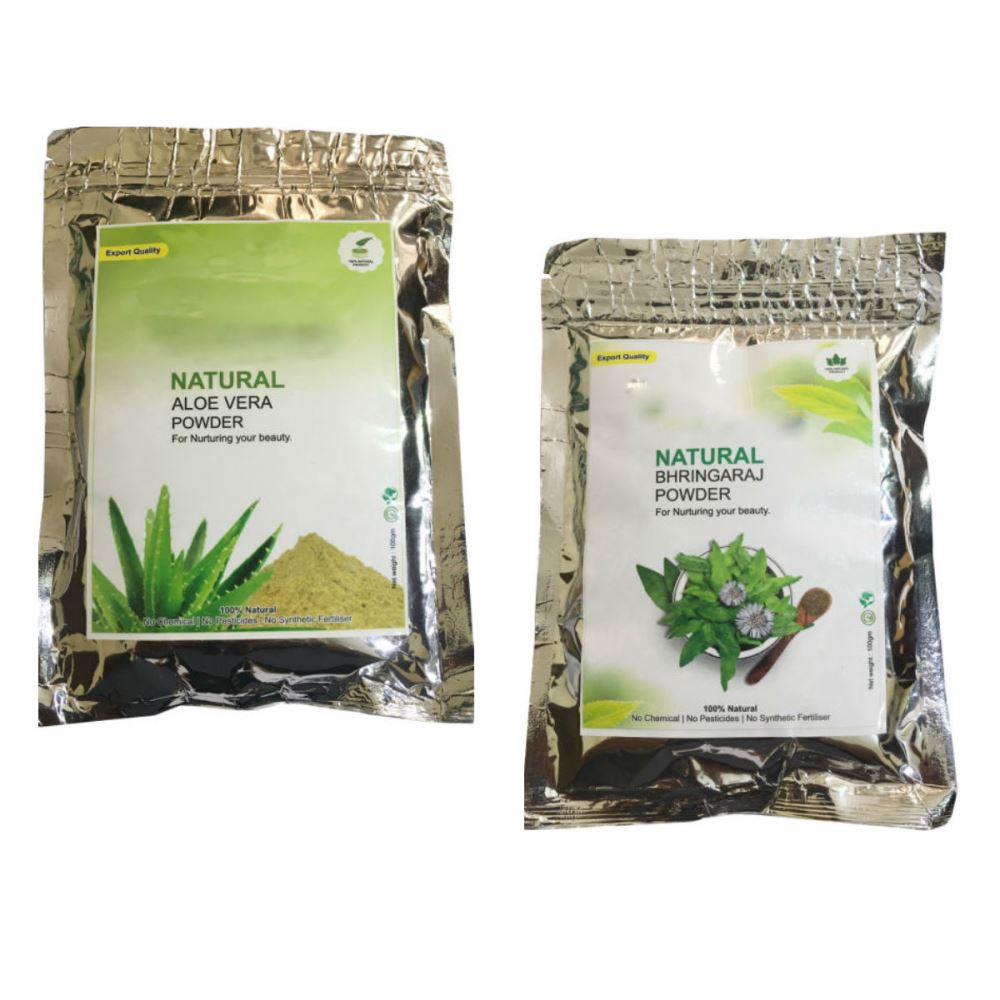 Indirang Aloe Vera Powder(100G) & Bhringraj Powder(100G) Combo Pack (1Pack)