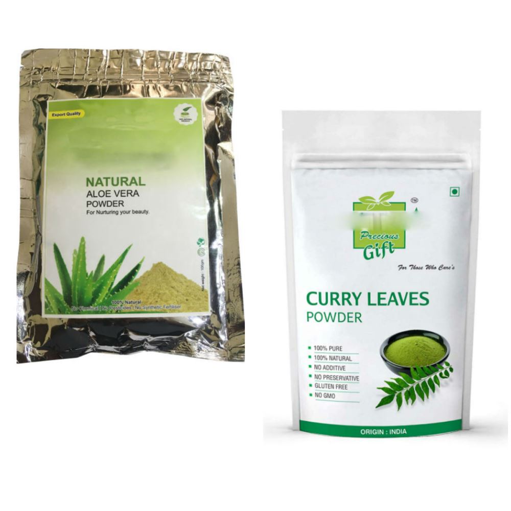 Indirang Aloe Vera Powder(100G) & Curry Leaf Powder(100G) Combo Pack (1Pack) Indirang Aloe Vera Powder(100G) & Curry Leaf Powder(100G) Combo Pack (1Pack)