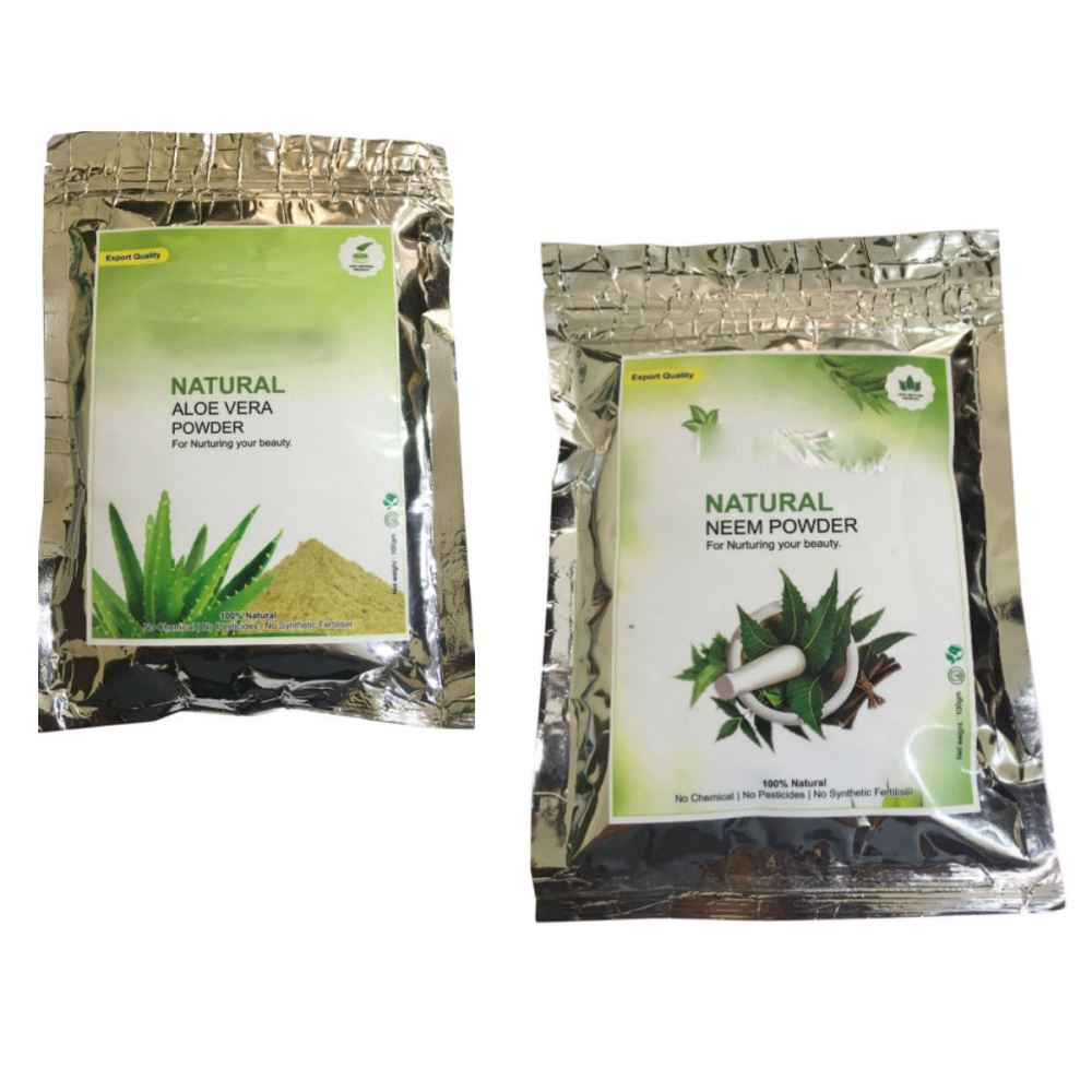 Indirang Aloe Vera Powder(100G)& Neem Powder(100G) Combo Pack (1Pack)