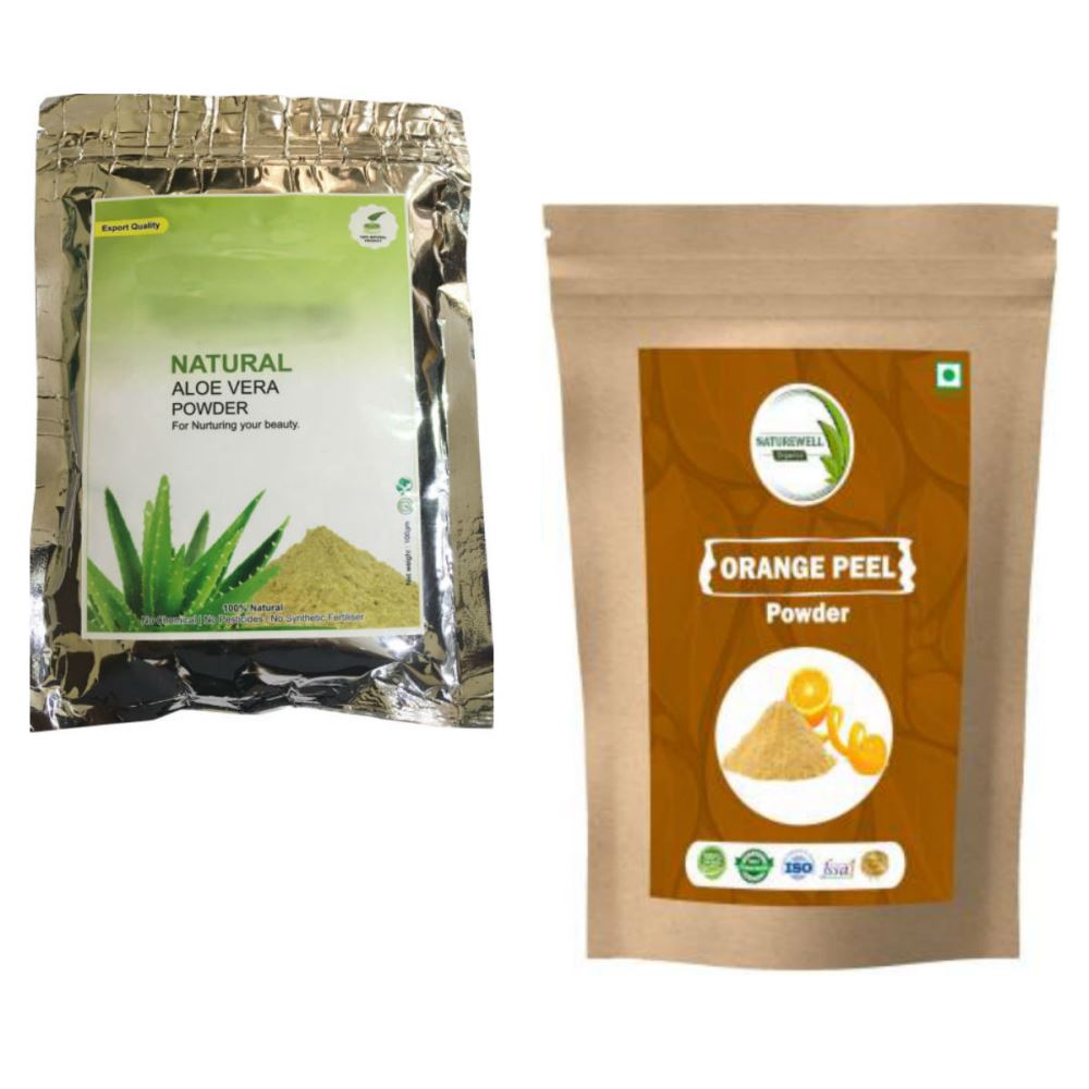 Indirang Aloe Vera Powder(100G) & Orange Powder(100G) Combo Pack (1Pack)