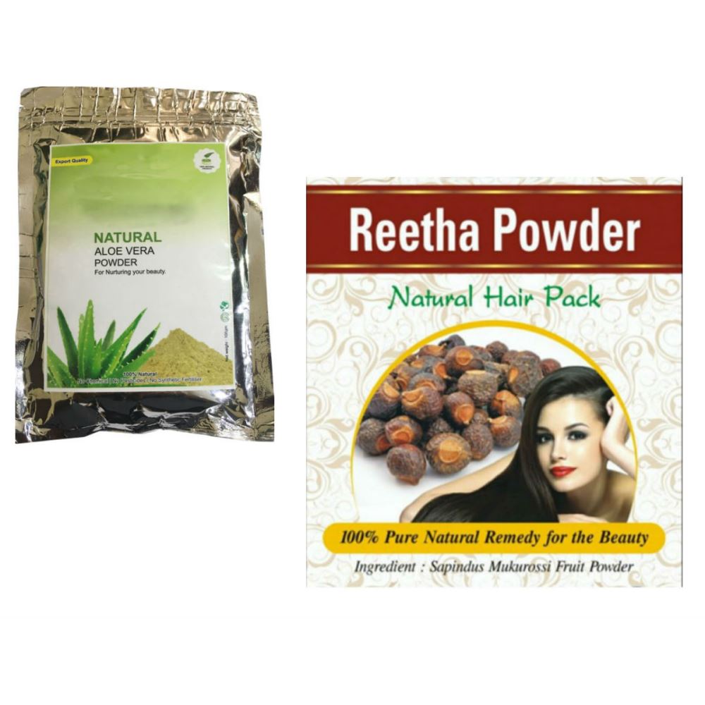 Indirang Aloe Vera Powder(100G) Powder & Reetha Powder(100G) Combo Pack (1Pack)