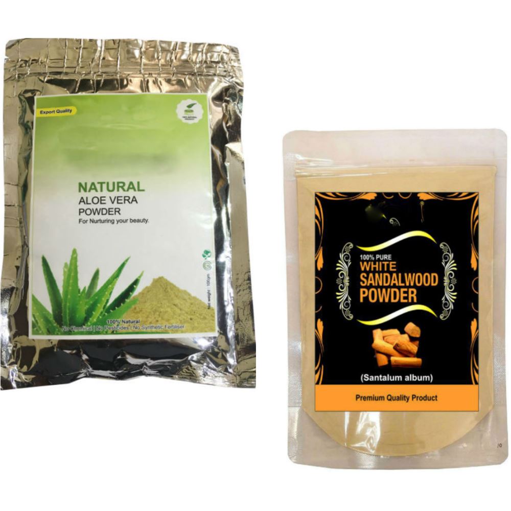 Indirang Aloe Vera Powder(100G) Powder & Sandalwood Powder(100G) Combo Pack (1Pack)