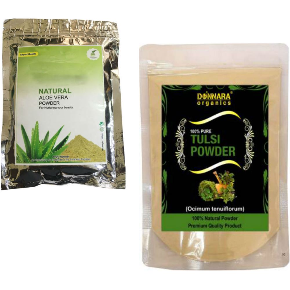 Indirang Aloe Vera Powder(100G) Powder & Tulsi Powder(100G) Combo Pack (1Pack)