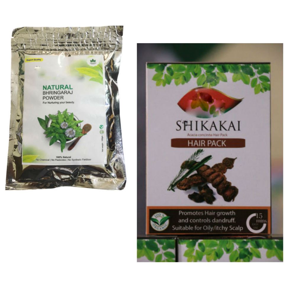 Indirang Bhringraj Powder(100G) & Shikakai Powder(100G) Combo Pack (1Pack)