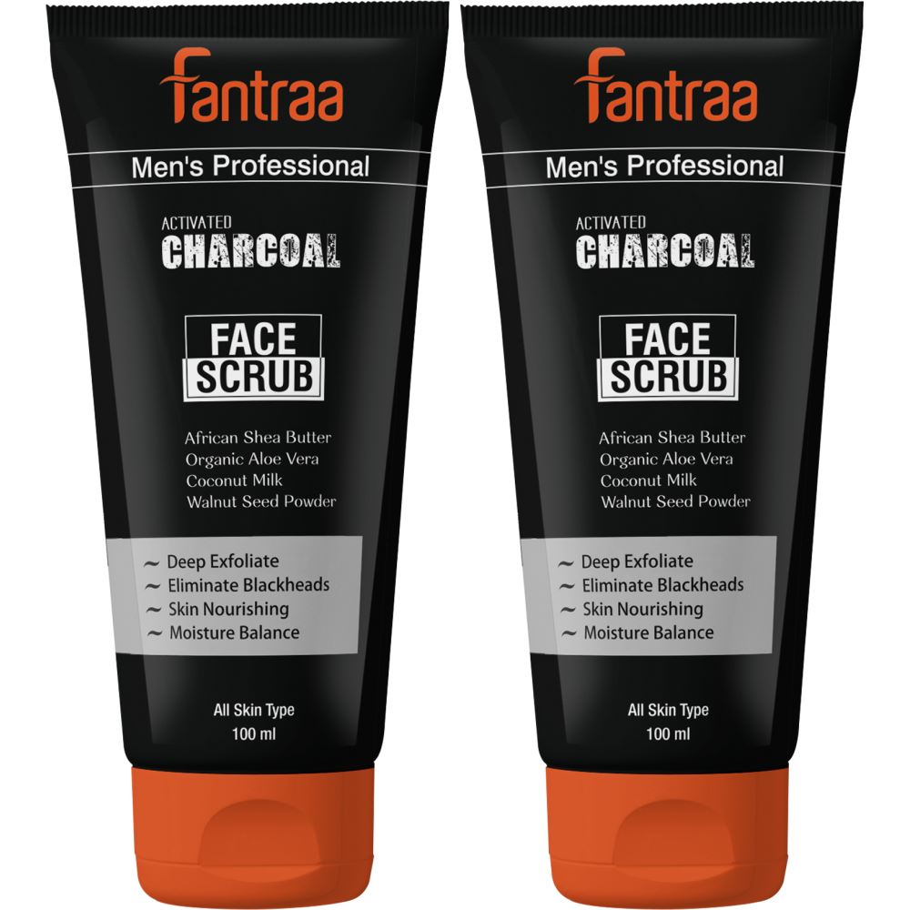 Fantraa Activated Charcoal Face Scrub (100ml, Pack of 2)