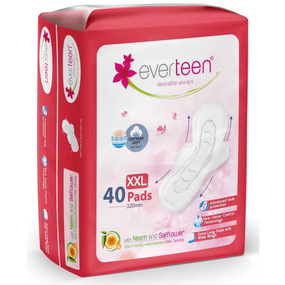 Everteen Cottony-Soft XXL Sanitary Napkin Pads 320mm {Enriched With Neem And Safflower} (40pcs) Everteen Cottony-Soft XXL Sanitary Napkin Pads 320mm {Enriched With Neem And Safflower} (40pcs)