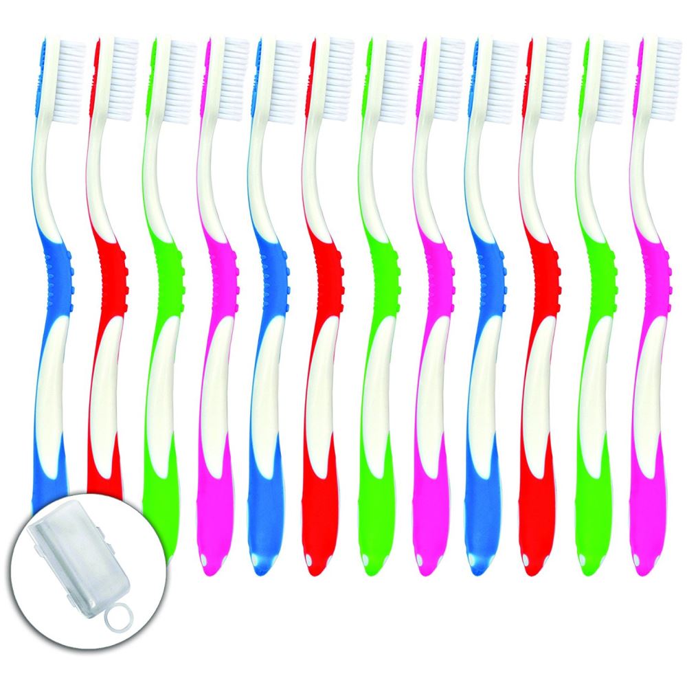 Aquawhite Soft Bristles Deep Clean Toothbrush With Hygiene Cap (12Pack)