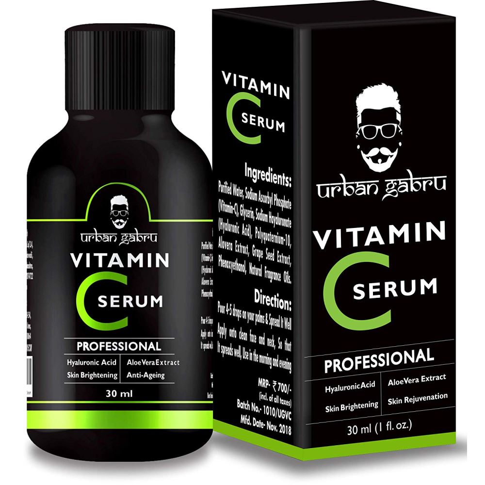 Urban Gabru Vitamin C Serum With Hyaluronic Acid, Aloe Vera Extract And Grape Seed Extract (30ml)