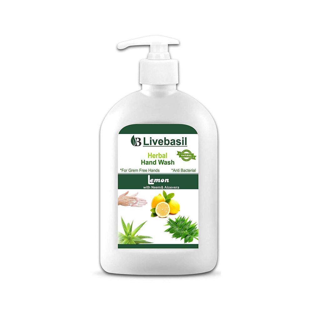 Livebasil Overseas Herbal Hand Wash - For Germs Free Hands - Natural Hand Wash With Lemon, Neem & Aleovera (250ml, Pack of 2) Livebasil Overseas Herbal Hand Wash - For Germs Free Hands - Natural Hand Wash With Lemon, Neem & Aleovera (250ml, Pack of 2)