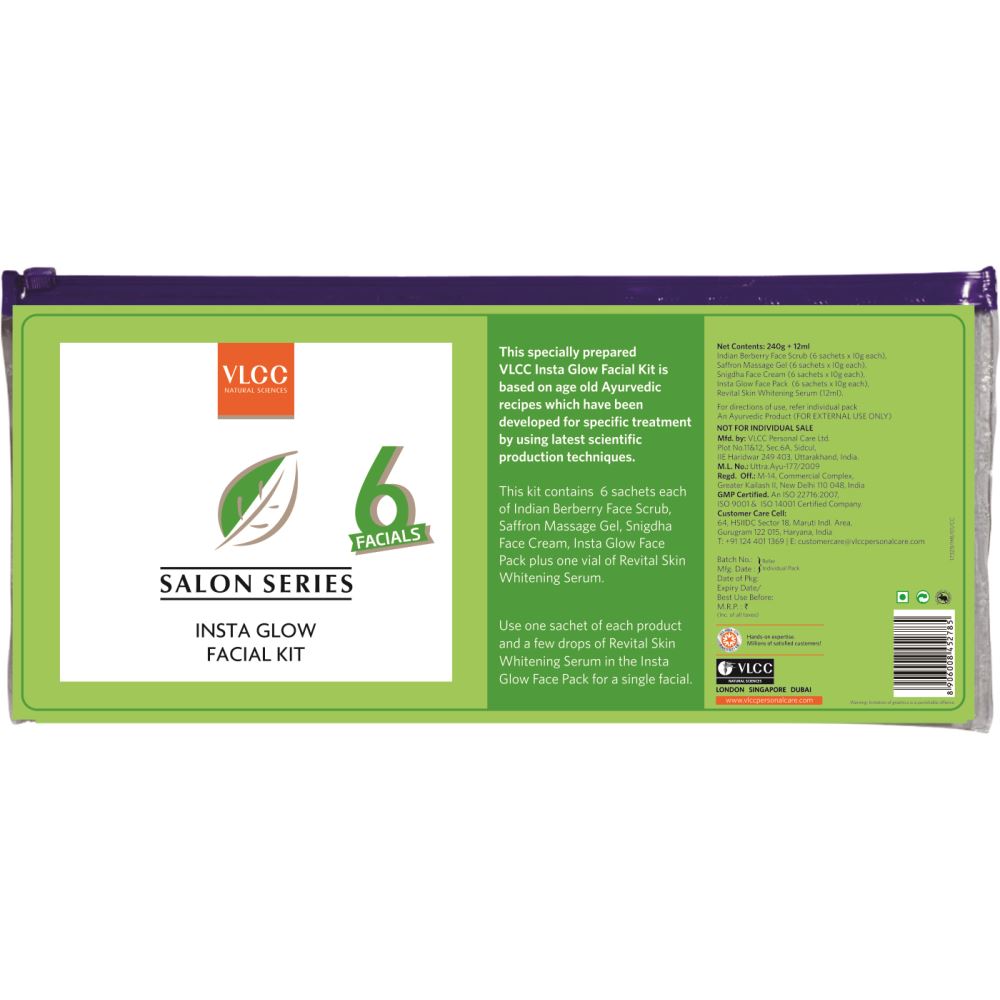 VLCC Salon Series Instaglow Facial Kit (6 Facials)(240Gm+12Ml) (1Pack) VLCC Salon Series Instaglow Facial Kit (6 Facials)(240Gm+12Ml) (1Pack)
