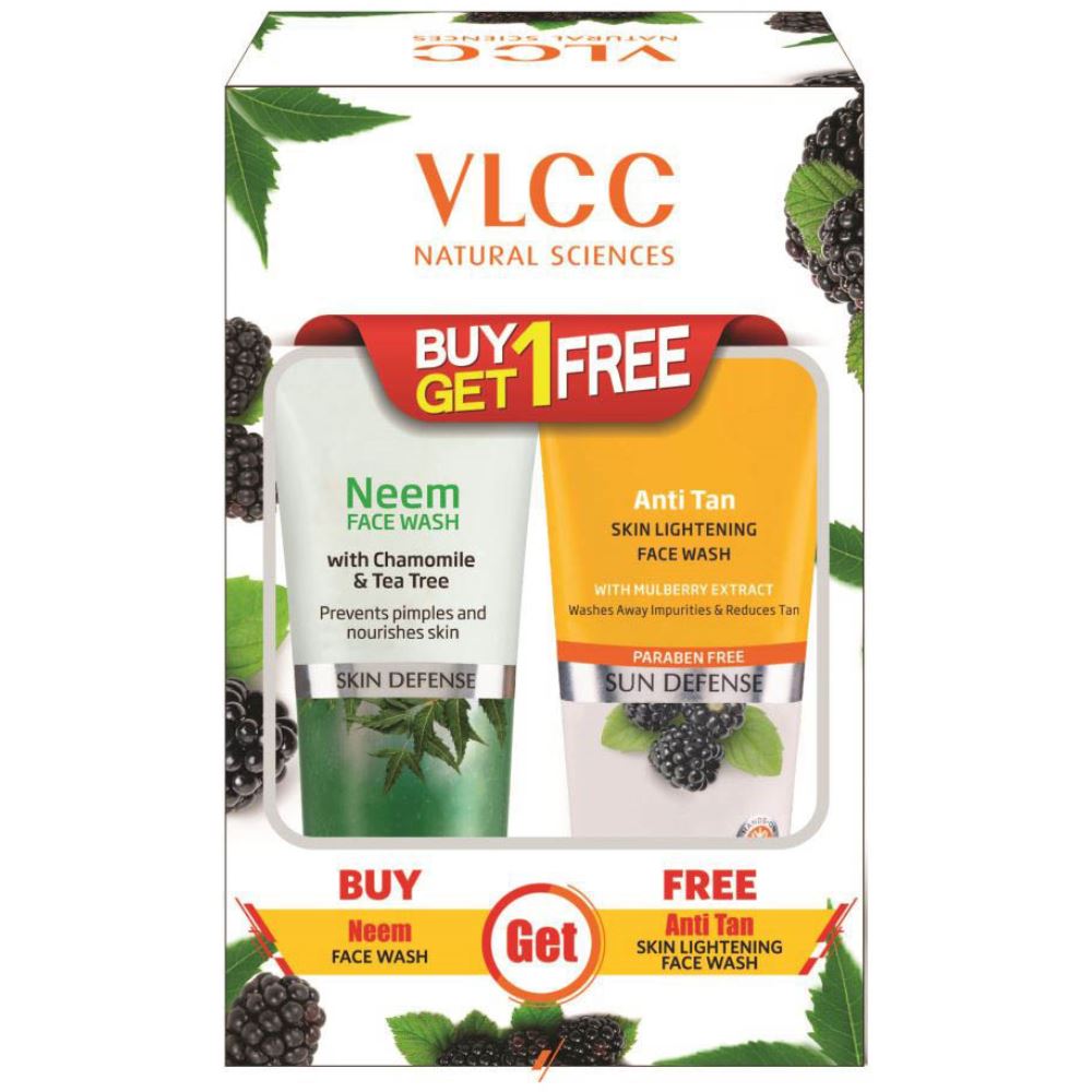 VLCC Neem Face Wash + Anti Tan Skin Lightening Face Wash (Buy 1 Get 1) (Each 150Ml ) (1Pack)