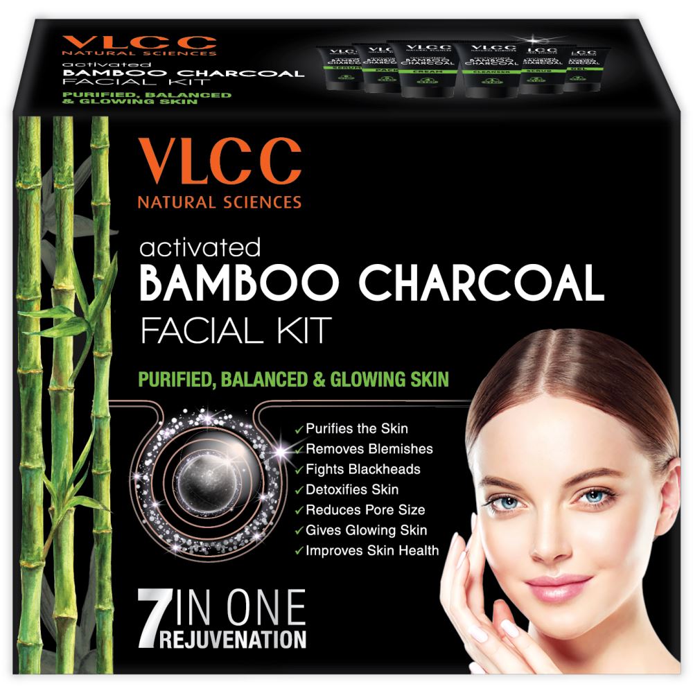 VLCC Activated Bamboo Charcoal Facial Kit For Purified- Balanced & Glowing Skin (60g) VLCC Activated Bamboo Charcoal Facial Kit For Purified- Balanced & Glowing Skin (60g)
