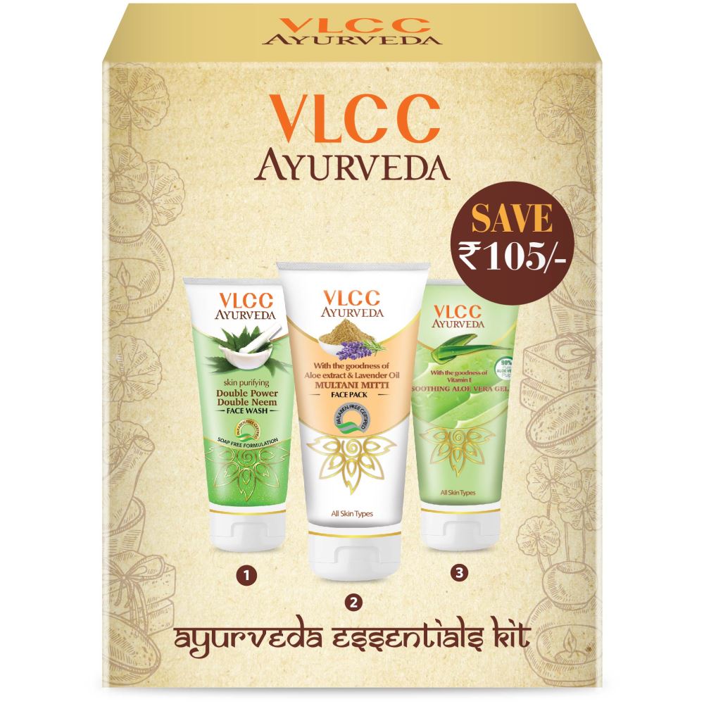 VLCC Ayurveda Essentials Kit (100Ml + 100Gm + 100Gm) (1Pack)