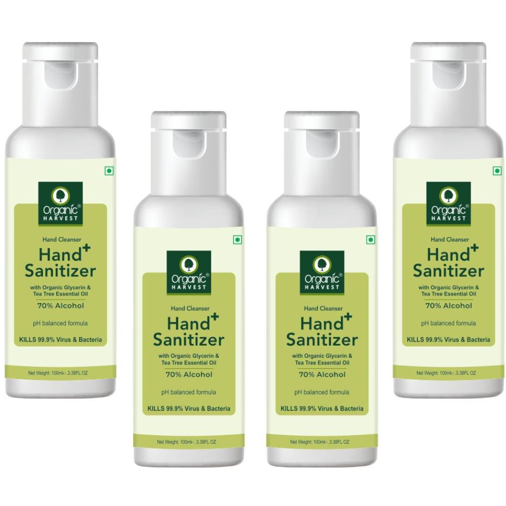 Organic Harvest Hand Sanitizer With Tea-Tree Essential Oil (100ml, Pack of 4)