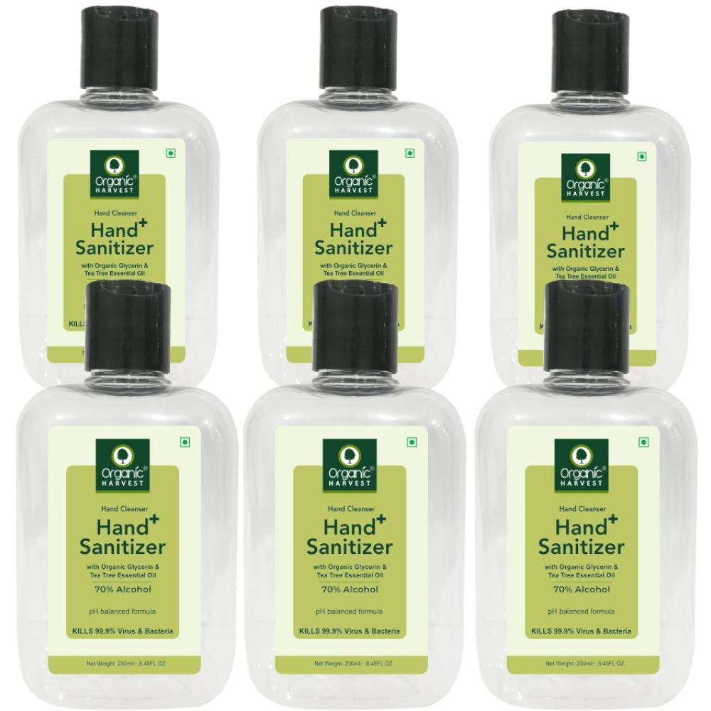 Organic Harvest Hand Sanitizer With Tea-Tree Essential Oil (250ml, Pack of 6)