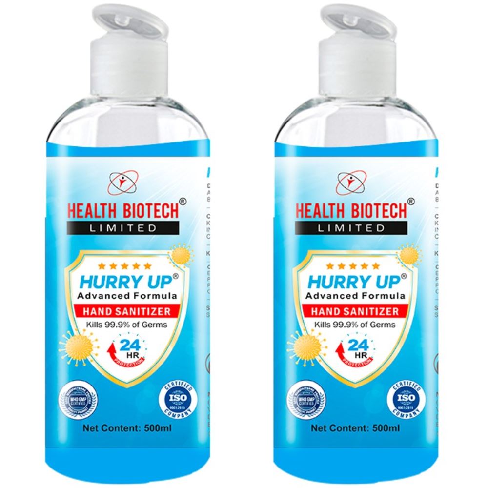 Health Biotech Hurry up Advanced Hand Sanitizer (500ml, Pack of 2)