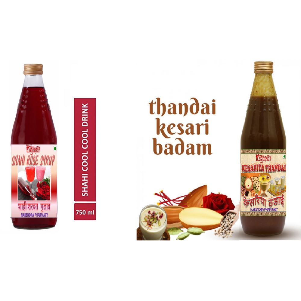 Yugantar Shahi Rose & Kesariya Badam Thandai Syrup (750ml, Pack of 2)