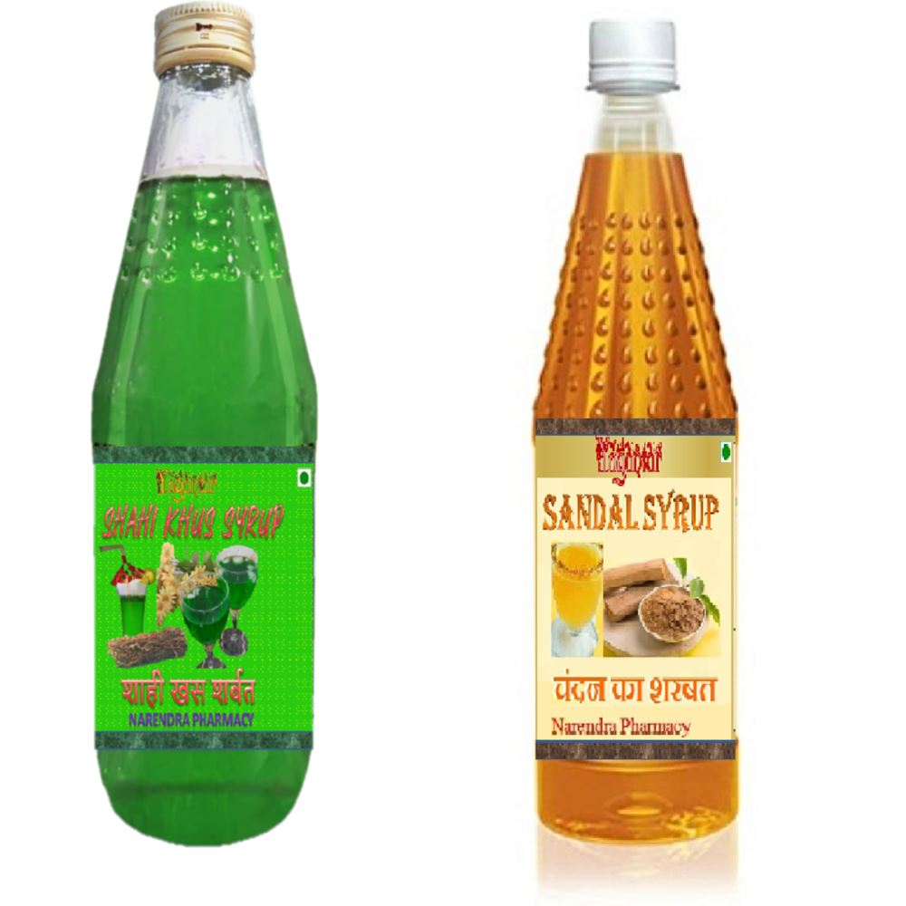 Yugantar Sandal & Shahi Khus Syrup With Silver Leaves (750ml, Pack of 2)