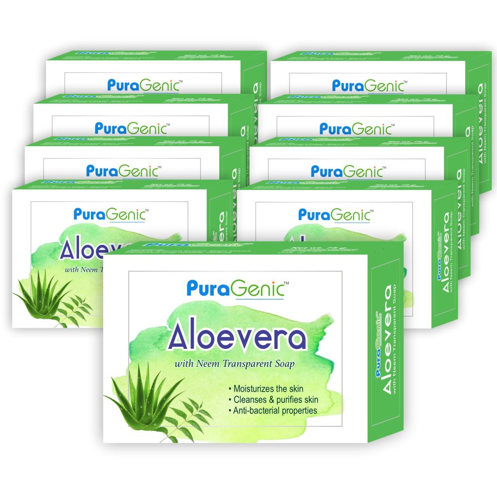 Puragenic Aloevera With Neem Transparent Soap (75g, Pack of 9)