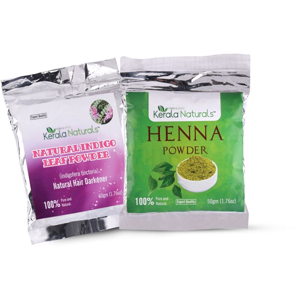 Kerala Naturals Henna Powder + Indigo Powder (50g, Pack of 2)
