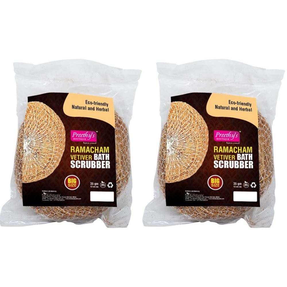 Preethy's Boutique Natural Vetiver Bath Scrubber (Ramacham) Big Size (2pcs, Pack of 2) Preethy's Boutique Natural Vetiver Bath Scrubber (Ramacham) Big Size (2pcs, Pack of 2)