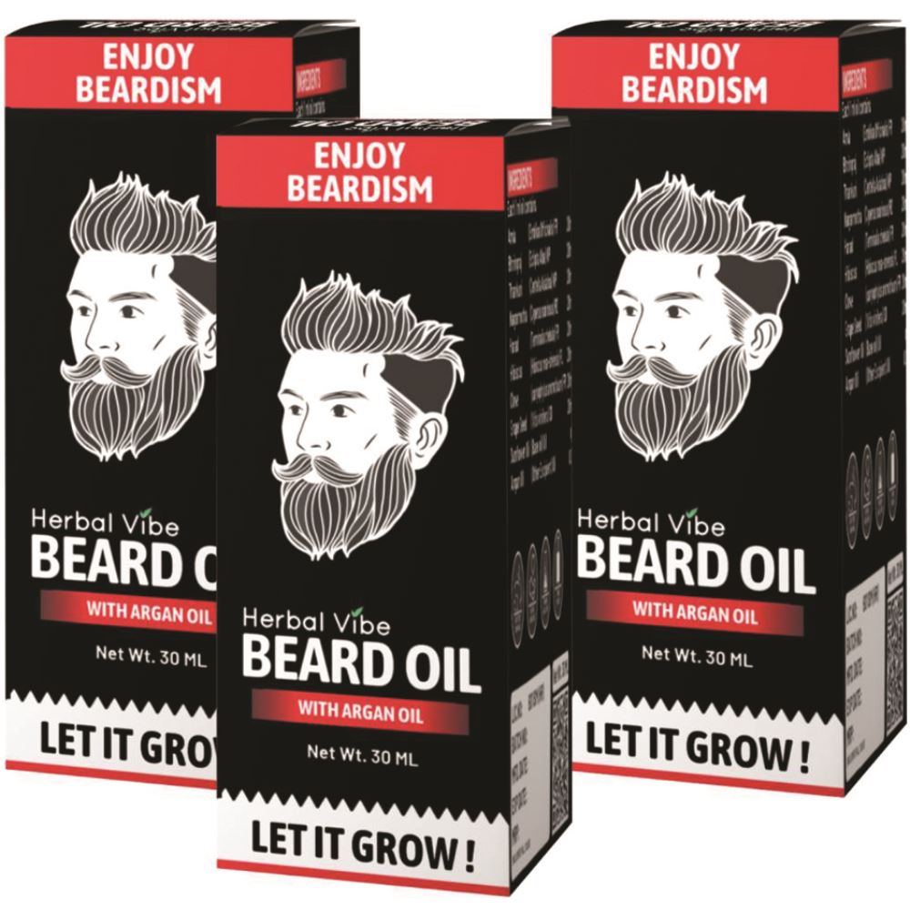 Herbal Vibe Beard Oil Hair Growth Oil (30ml, Pack of 3)