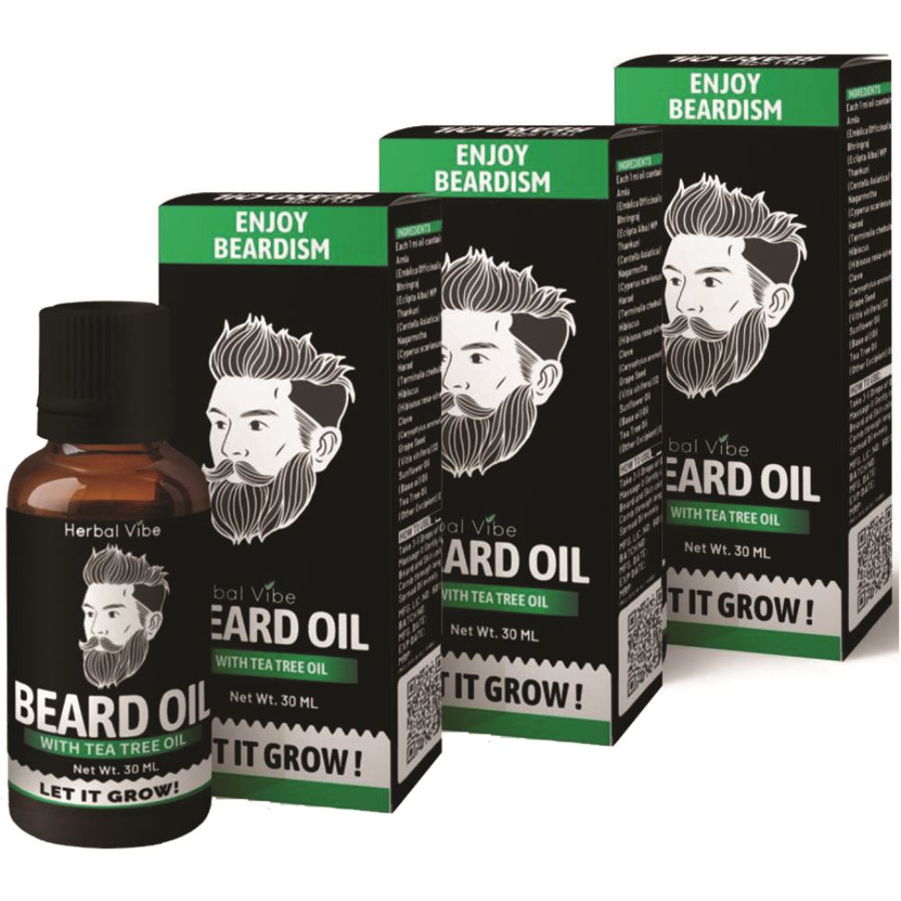 Herbal Vibe Hair Growth Beard Oil (30ml, Pack of 3)