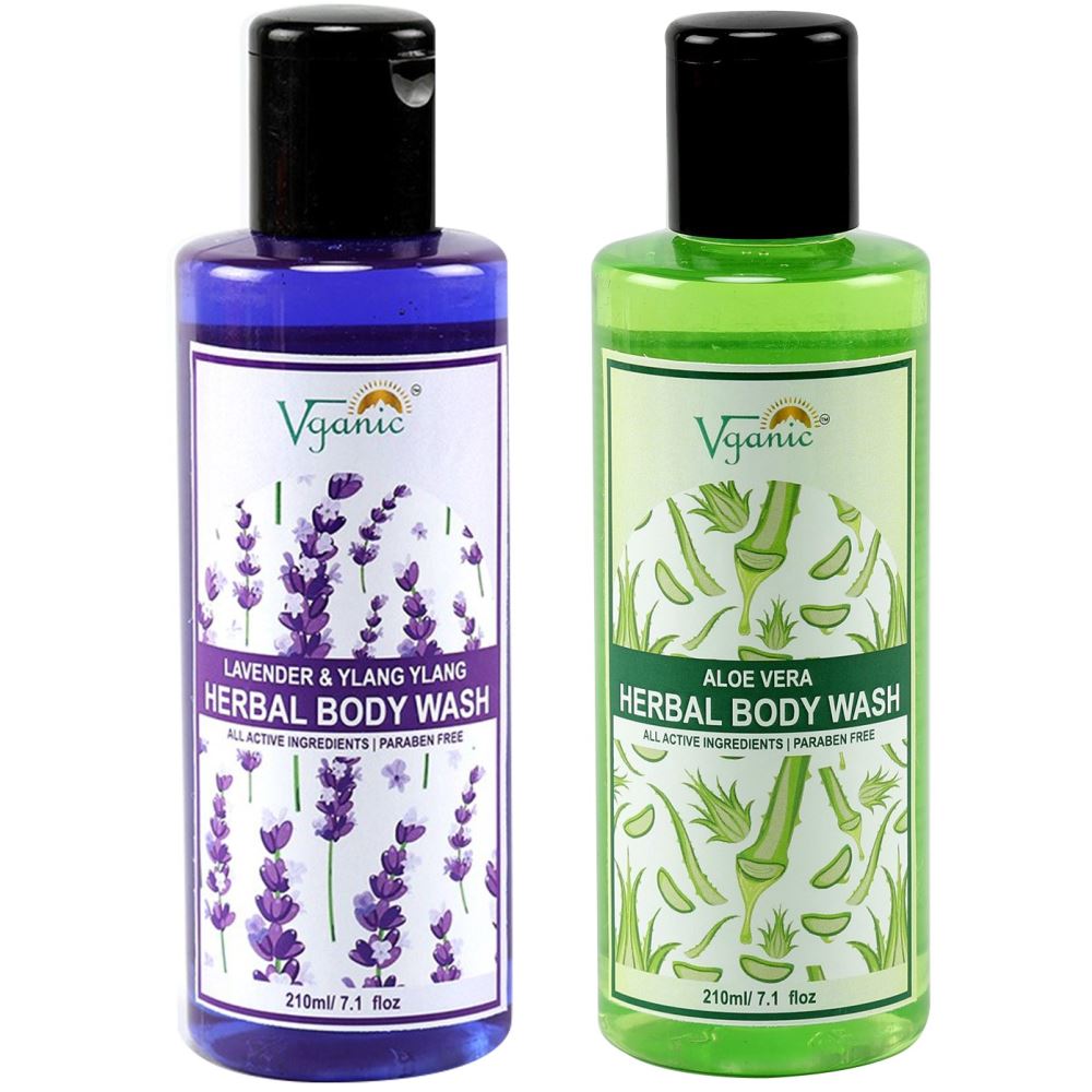 Vganic Aloe Vera Body Wash + Lavender Ylang-Ylang Body Wash Combo Pack (1Pack)