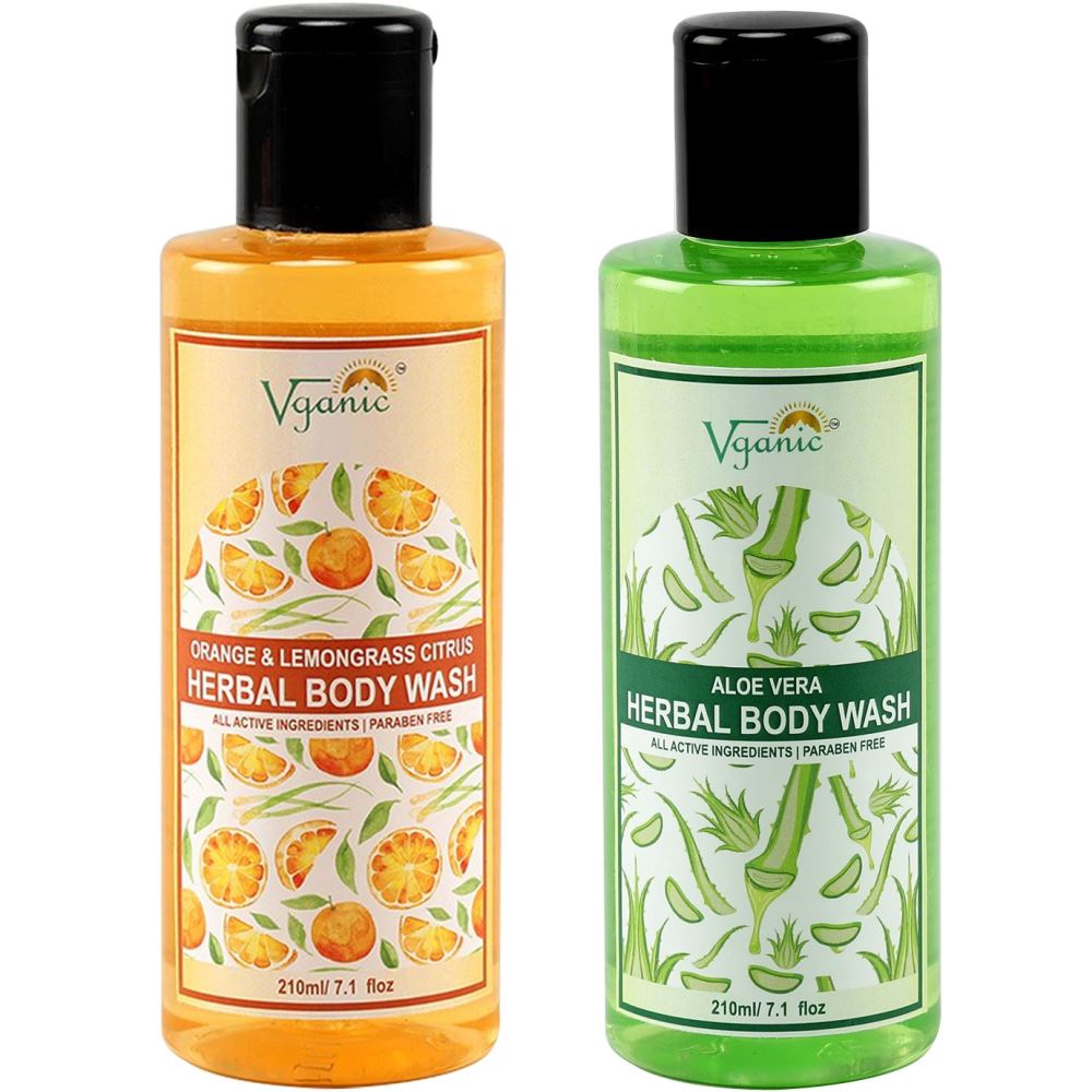 Vganic Aloe Vera Body Wash + Orange & Lemongrass Citrus Body Wash Combo Pack (1Pack)