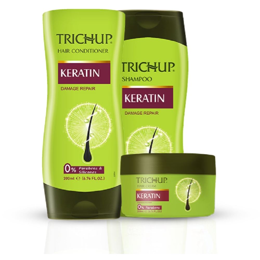 Trichup Keratin Hair Care Kit Shampoo, Conditioner, Cream (600ml)