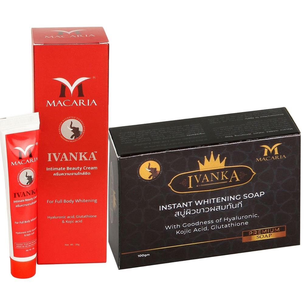 Macaria Ivanka Intimate Beauty Cream With Ivanka Instant Whitening Soap Combo Pack {Instant Fairness Cream And Soap For Men And Women} (1Pack) Macaria Ivanka Intimate Beauty Cream With Ivanka Instant Whitening Soap Combo Pack {Instant Fairness Cream And Soap For Men And Women} (1Pack)