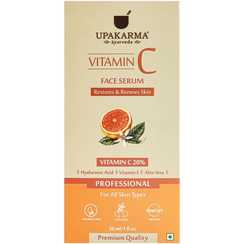 Upakarma Ayurveda Vitamin C Face Serum To Restore and Renews Skin With Hyaluronic Acid, Vitamin E and Aloe Vera (30ml)