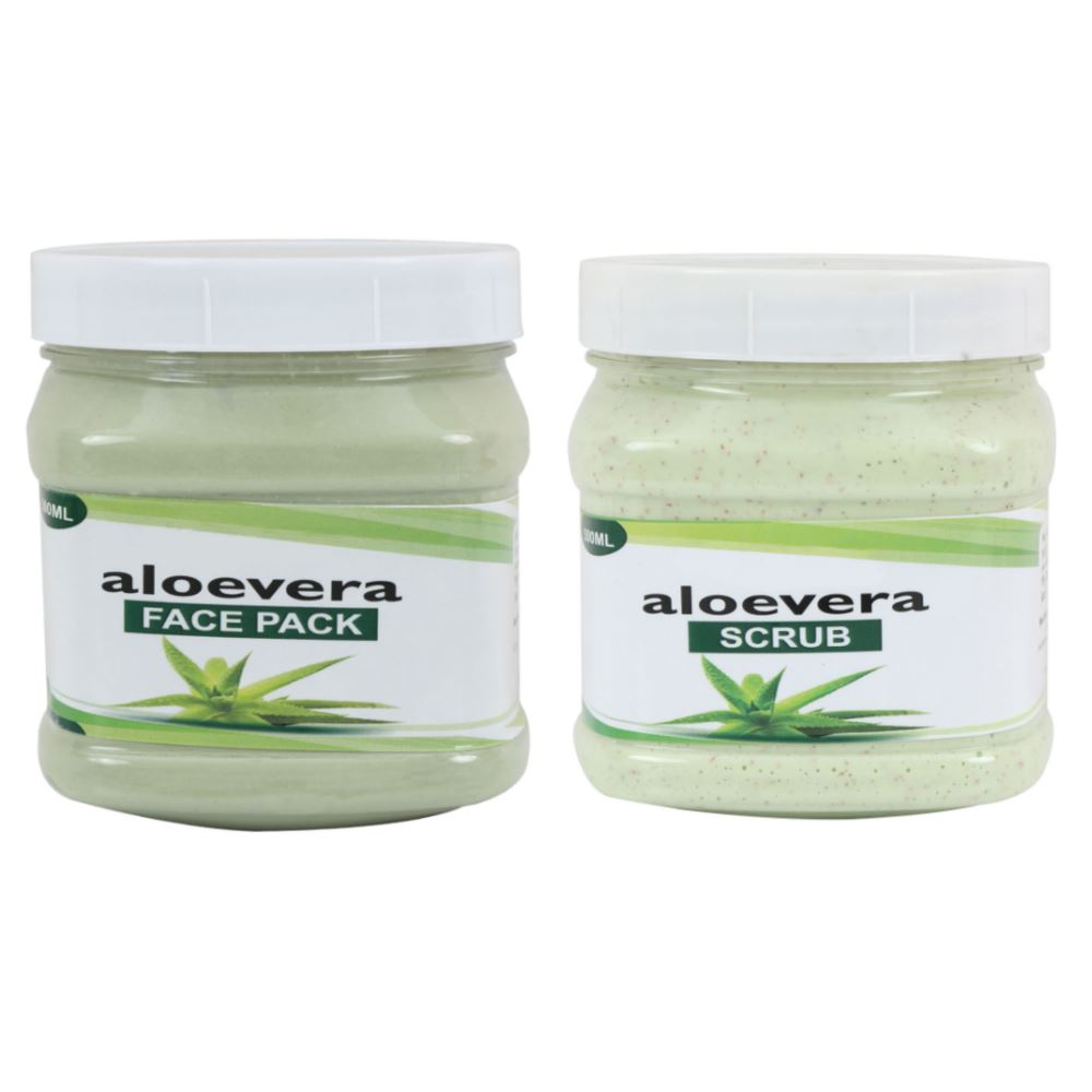 Indirang Aloevera Face Pack & Aloevera Scrub Combo Pack (1Pack)