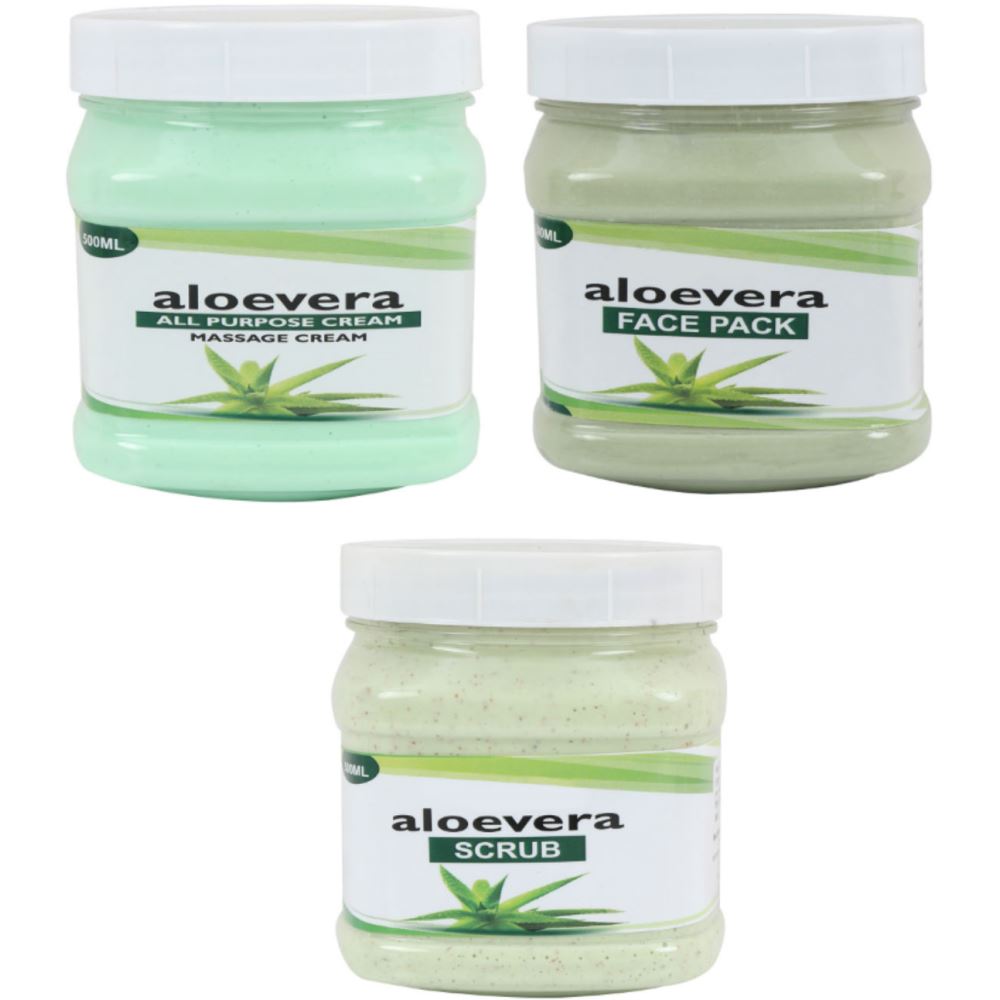 Indirang Aloevera Cream, Aloevera Face Pack & Aloevera Scrub Combo Pack (1Pack)
