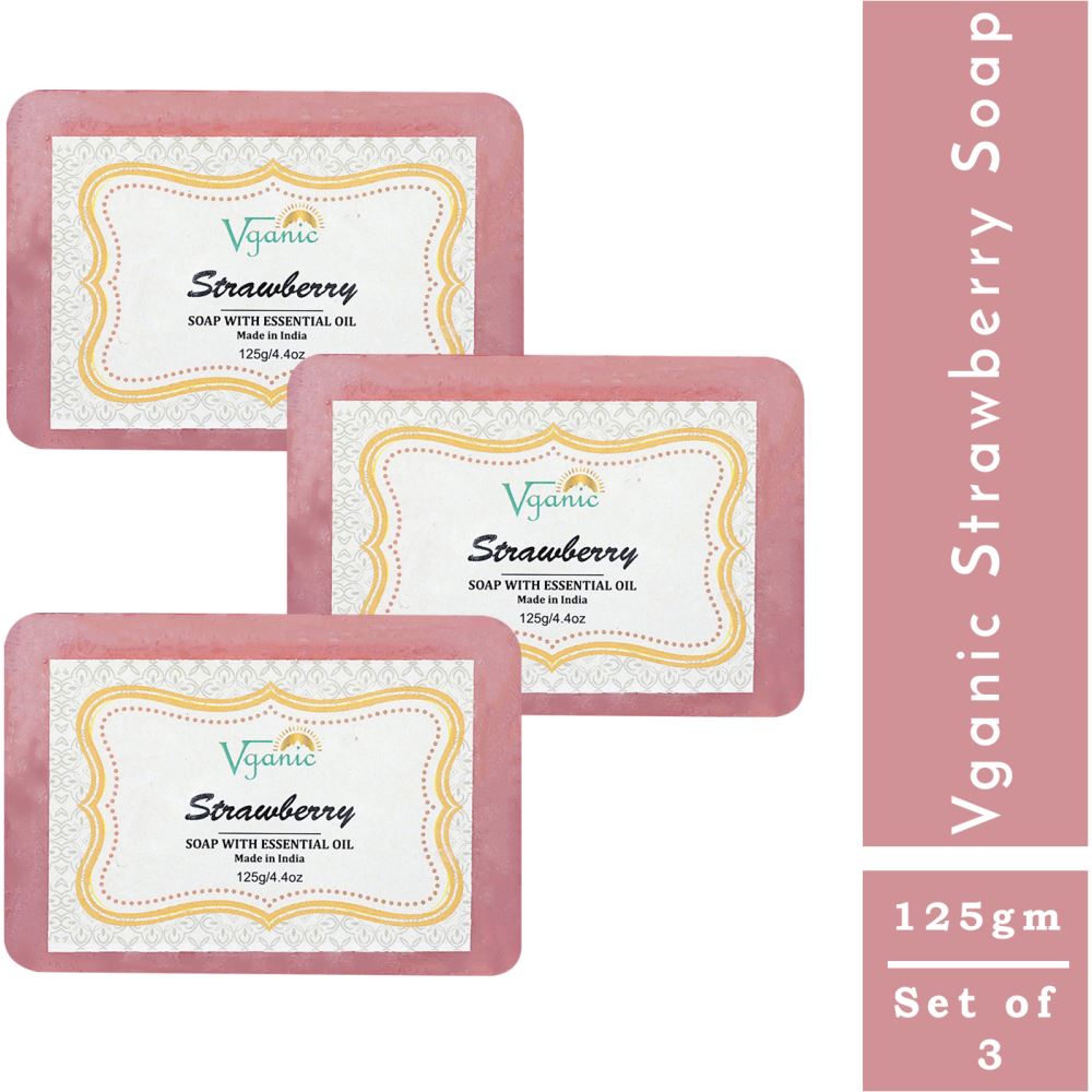 Vganic Strawberry Soap (125g, Pack of 3)