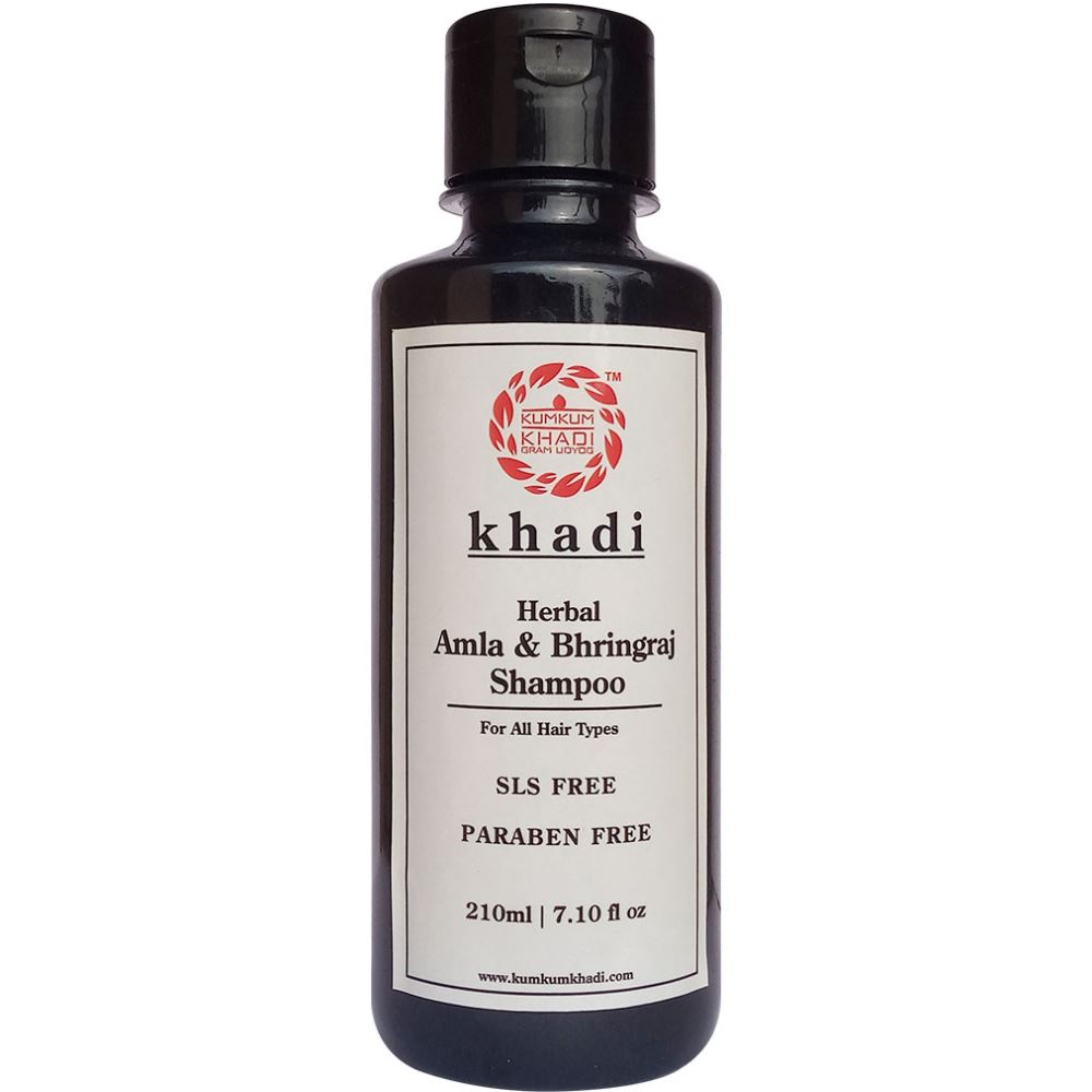 Kumkum Khadi Herbal Amla & Bhringraj Shampoo Sls-Paraben Free (210ml)