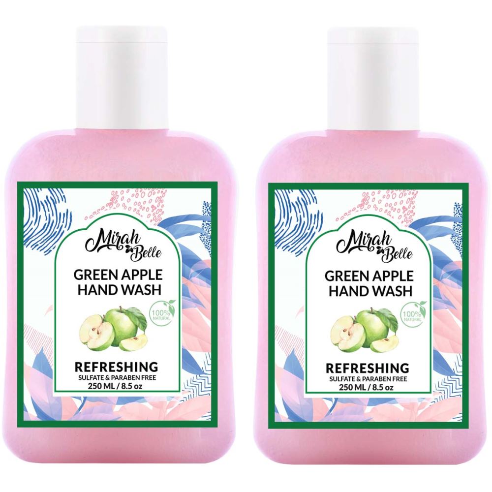 Mirah Belle Green Apple Natural Hand Wash Sulfate & Paraben Free (250ml, Pack of 2)