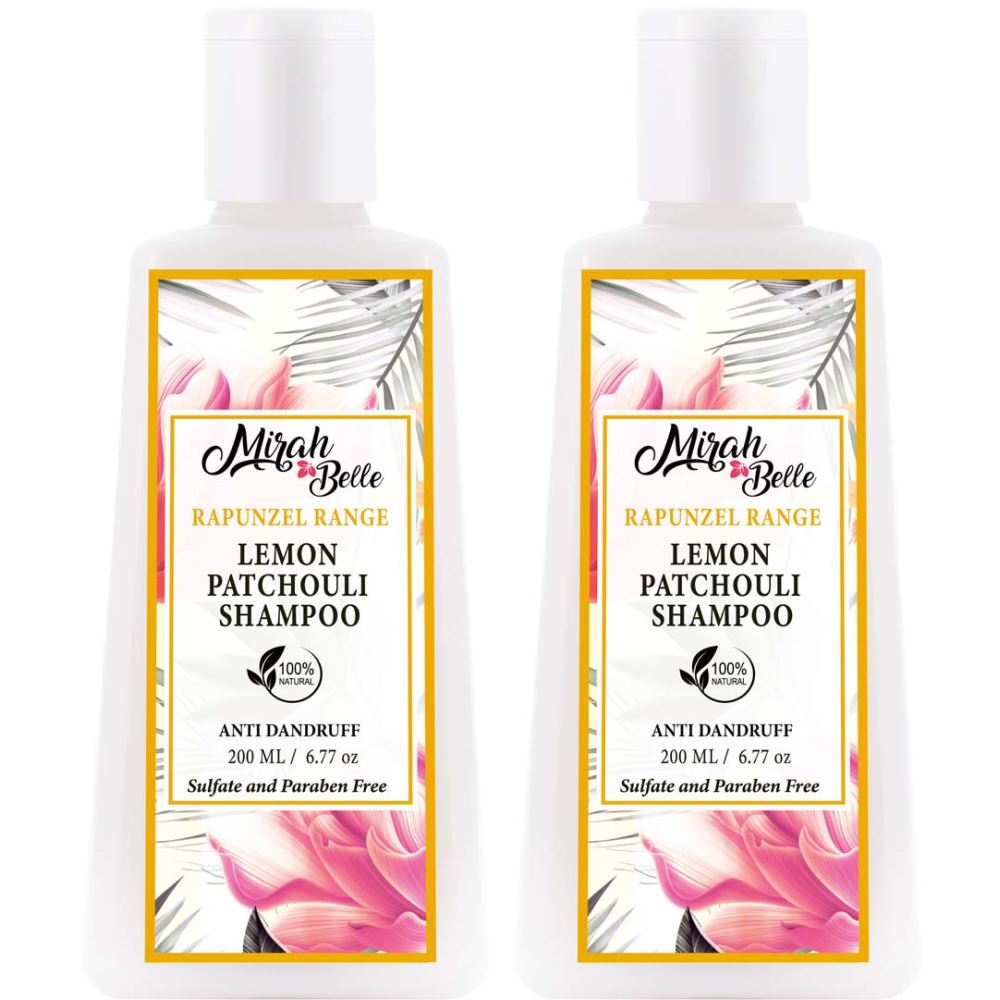 Mirah Belle Natural & Organic Lemon Patchouli Antidandruff Shampoo Sulfate & Paraben Free (200ml, Pack of 2)