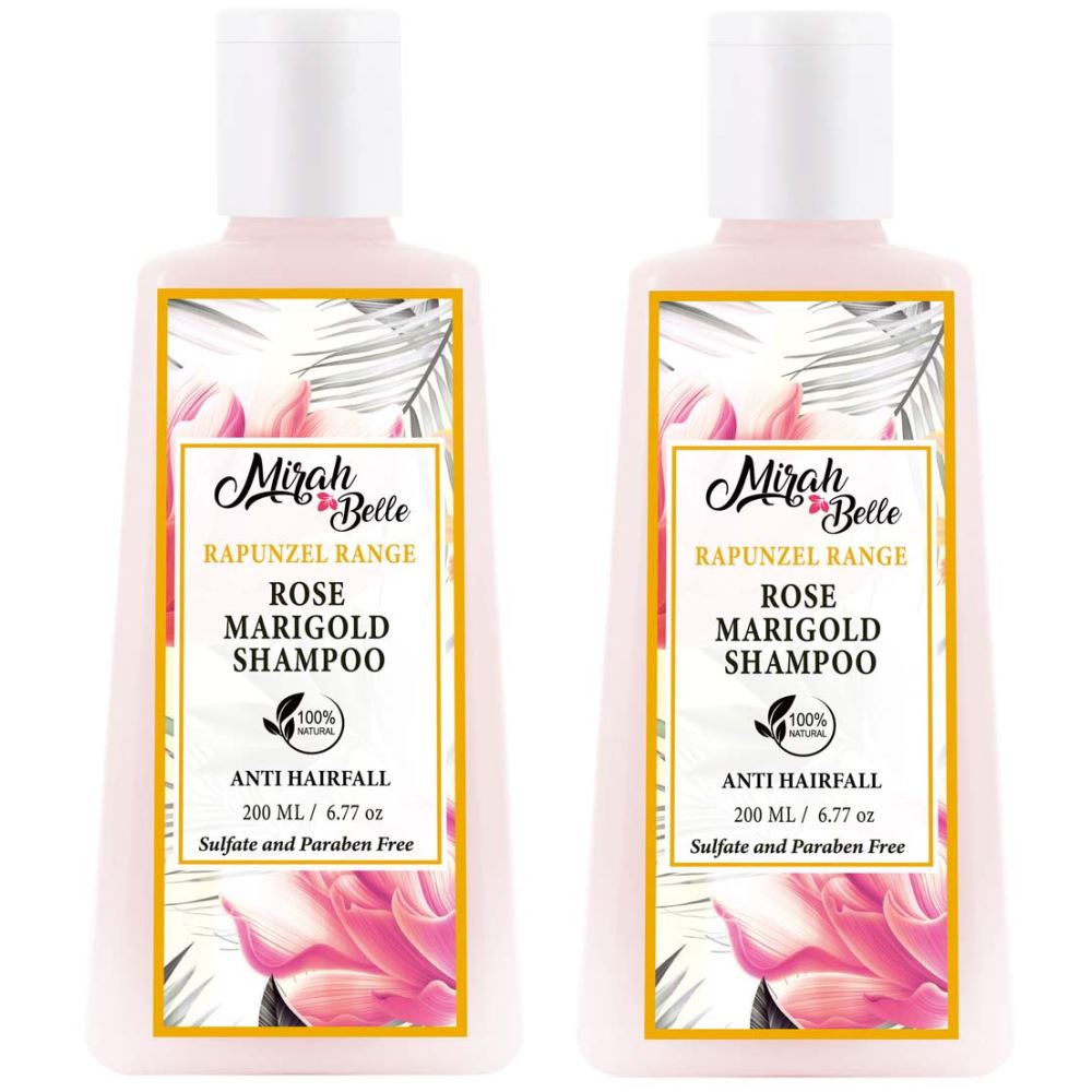 Mirah Belle Organic & Natural Rose Marigold Anti Hair Fall Shampoo Sulfate & Paraben Free (200ml, Pack of 2)