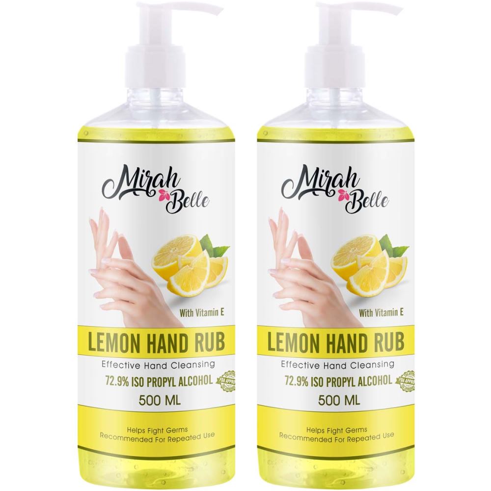 Mirah Belle Lemon Hand Rub Sanitizer (500ml, Pack of 2)